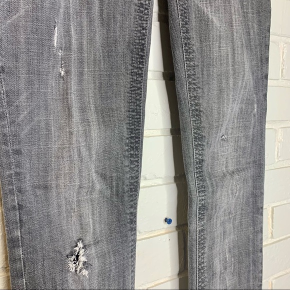 Free People Gray  Distressed Skinny Jeans Low Mid - Picture 4 of 11